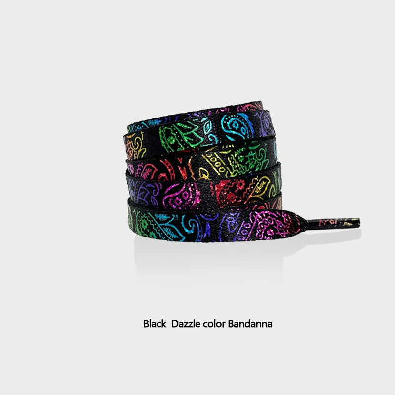 Gilding Flat Shoe Laces - Cashew Flower Hand-Painted Shoelaces for Sneakers, Basketball & Tennis Shoestrings