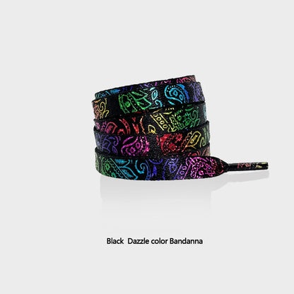 Gilding Flat Shoe Laces - Cashew Flower Hand-Painted Shoelaces for Sneakers, Basketball & Tennis Shoestrings