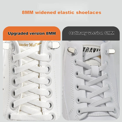 No-Tie 8MM Flat Elastic Shoelaces – Quick Sneakers Laces for Kids & Adults, Shoe Accessories