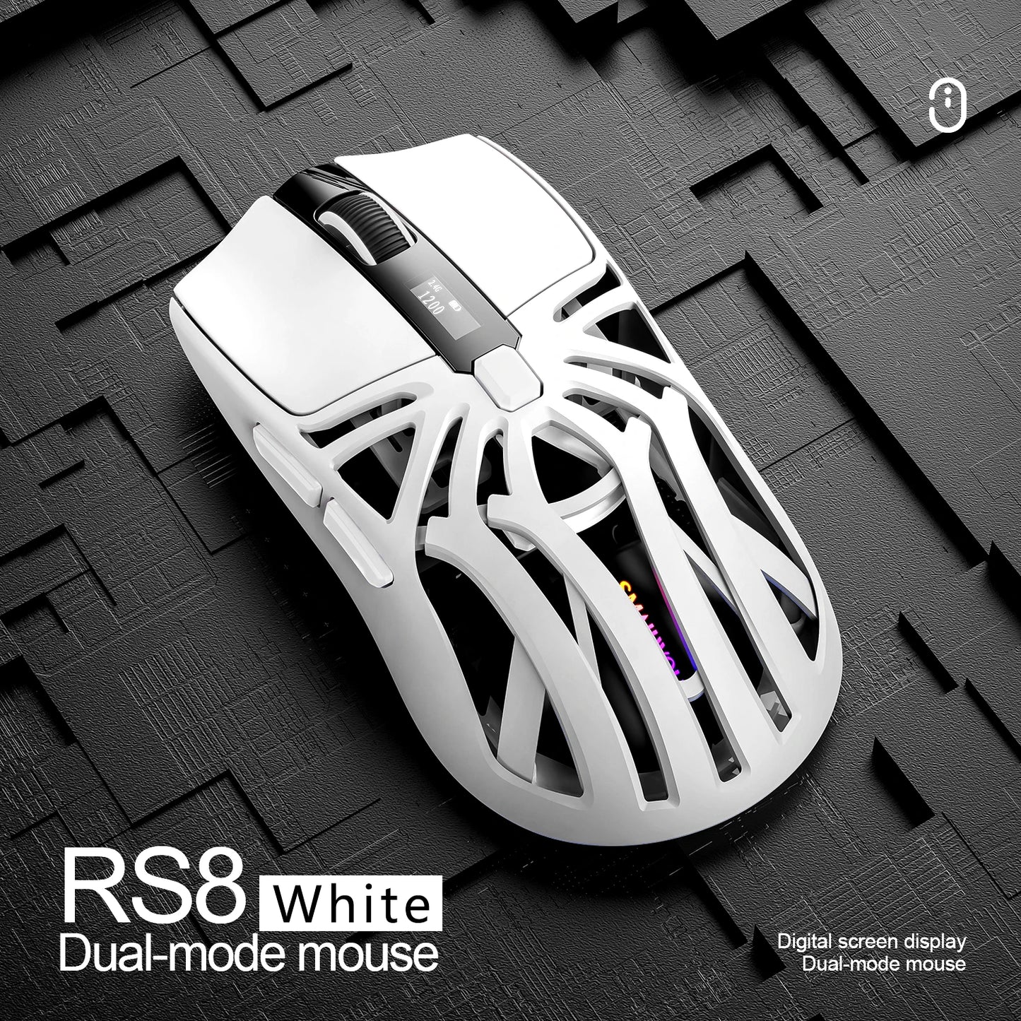 SmailWolf RS8 Wireless Gaming Mouse – Bluetooth & 2.4G, Lightweight E-Sports Mouse, 10,000 DPI, Triple Mode