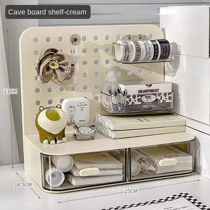 Desktop Perforated Storage Box – Stationery Sorting Rack, Pen Holder & Cosmetics Organizer for Desk & Office