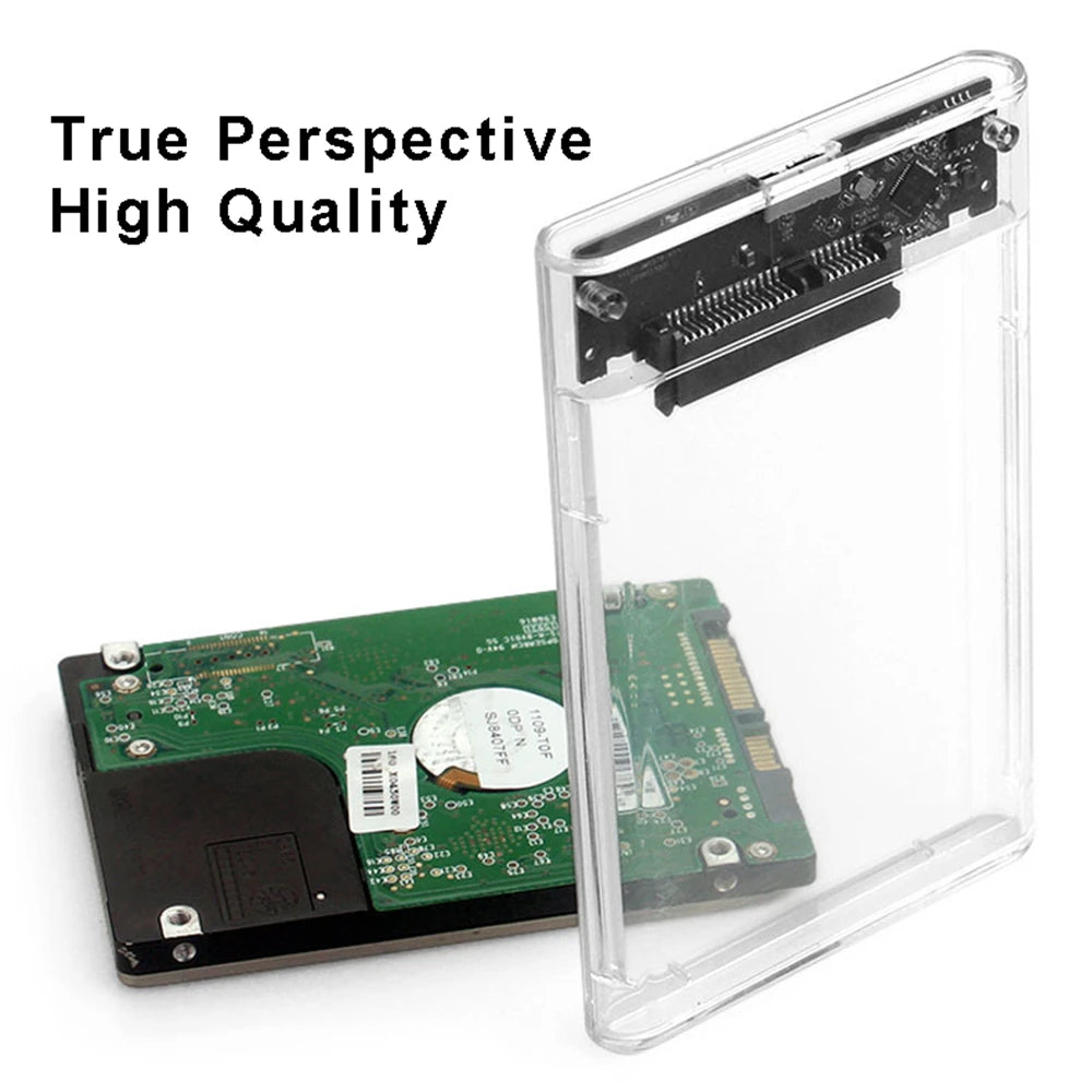 Clear 2.5 Inch SATA SSD HDD Enclosure - USB 3.0 Type-C External Hard Drive Case with UASP Support