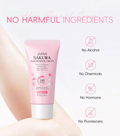 LAIKOU Hair Removal Cream for Men & Women — Painless Body & Intimate Area Epilator with Hair Growth Inhibitor, 50g