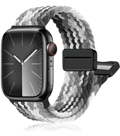 Braided Nylon Magnetic Apple Watch Band – Adjustable Sport Loop Strap for iWatch Series SE 6–10 & Ultra 2 (38mm–49mm)