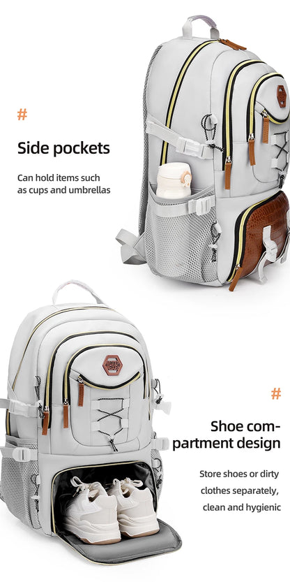 Outdoor Travel Backpack – Large Capacity Sports & Camping Knapsack for Men & Women, Laptop Bag with Shoes Pocket