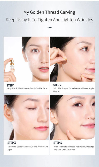 Soluble Face Lifting Threads Serum – Collagen, Protein & Peptide Gold Silk Wire Facial Essence for Anti-Aging & Skin Firming