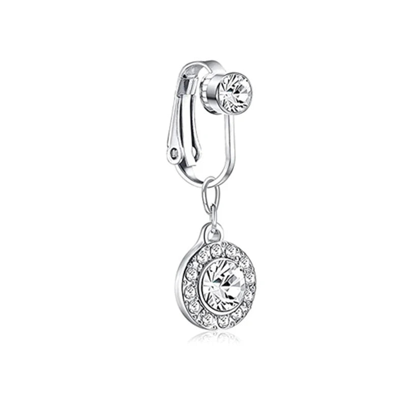 Faux Butterfly Leaves Belly Piercing – Dangling Clip-On Fake Navel & Cartilage Earring for Umbilical Piercing