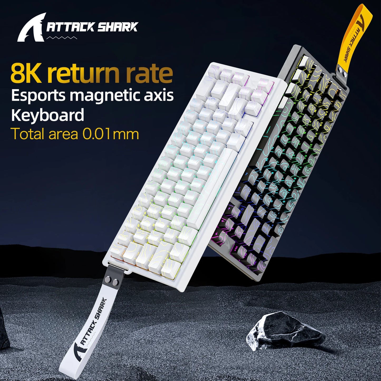 X68HE Attack Shark Magnetic Mechanical Gaming Keyboard – Wired Pro Gaming with 0.01mm Rapid Trigger, 8000Hz, SOCD/Rs 0.125ms
