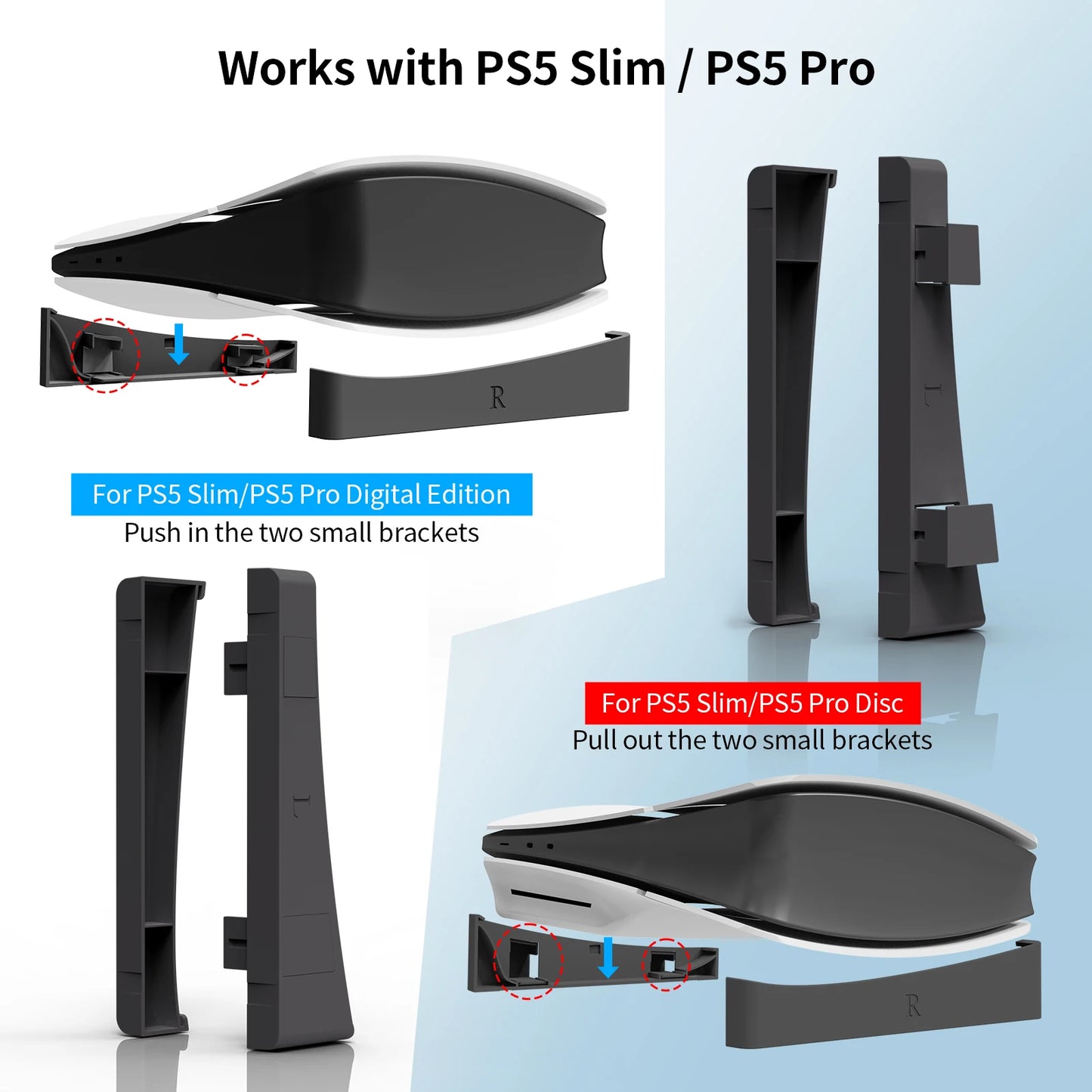 PS5 Slim & PS5 Pro Horizontal Game Stand Base – Console Holder Cradle Support Kit for PlayStation Gaming Accessories