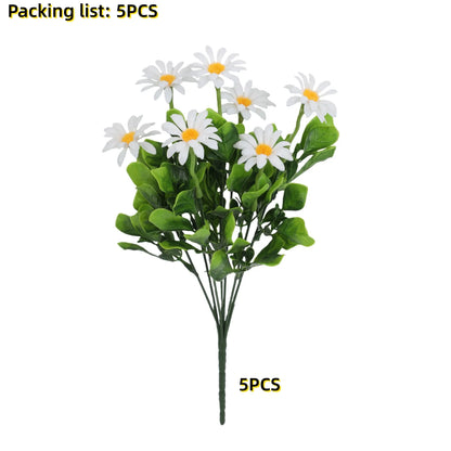 5/10 Pcs Realistic Artificial Daisy Bouquet – UV-Resistant Faux Flowers for Home, Garden, Office & Outdoor Spring/Summer Decor