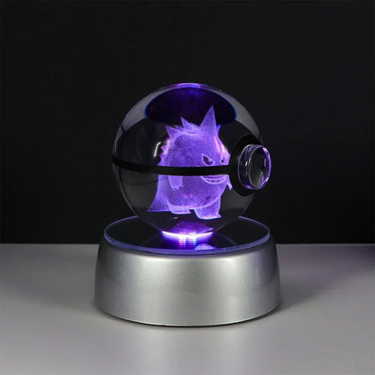 Pokemon Crystal Ball Night Light – Pikachu, Gengar, Eevee, Mewtwo & Lucario LED Pokeball, Kids Birthday Gift & Home Decor