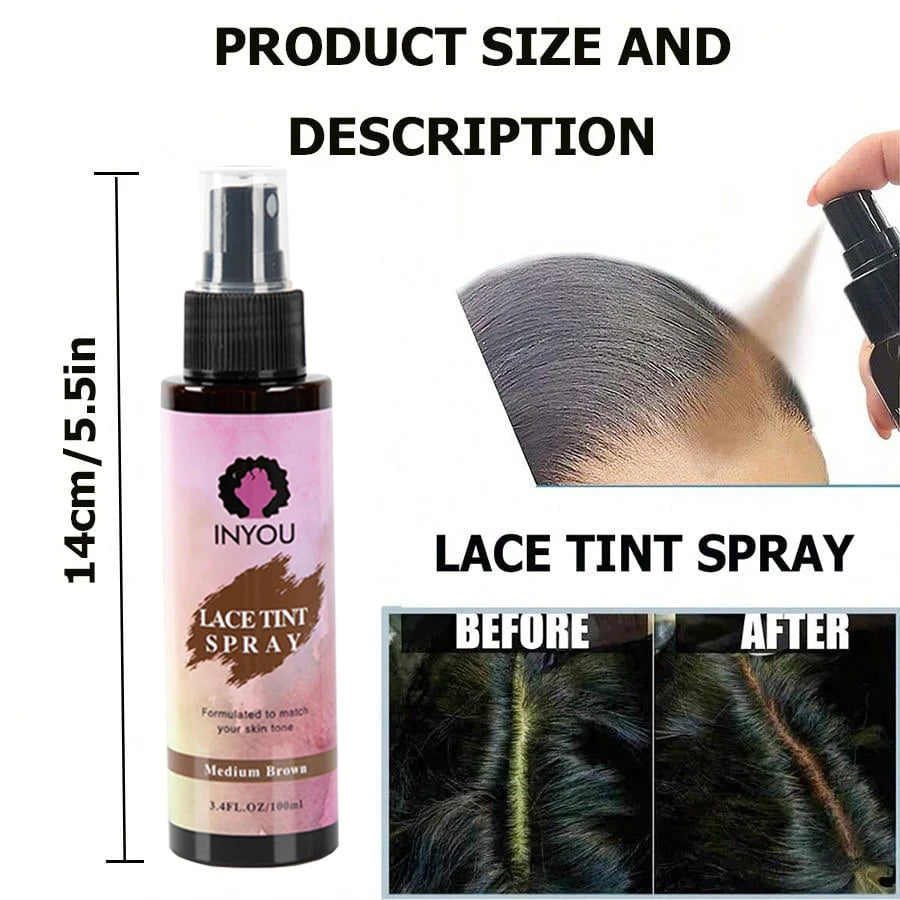 Waterproof Lace Tint Spray for Wigs – Melting Mousse Concealer for Lace Closure, Front Wigs, Toupees & Edge Control