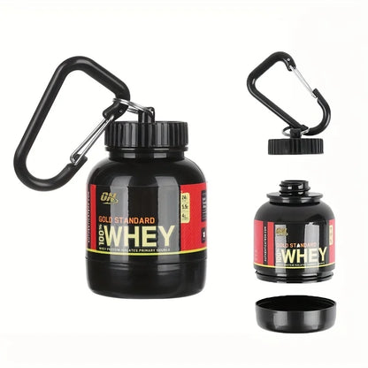 100ML Mini Portable Protein Container - Outdoor Sport Powder Bottle with Whey Keychain, Health Funnel & Medicine Box