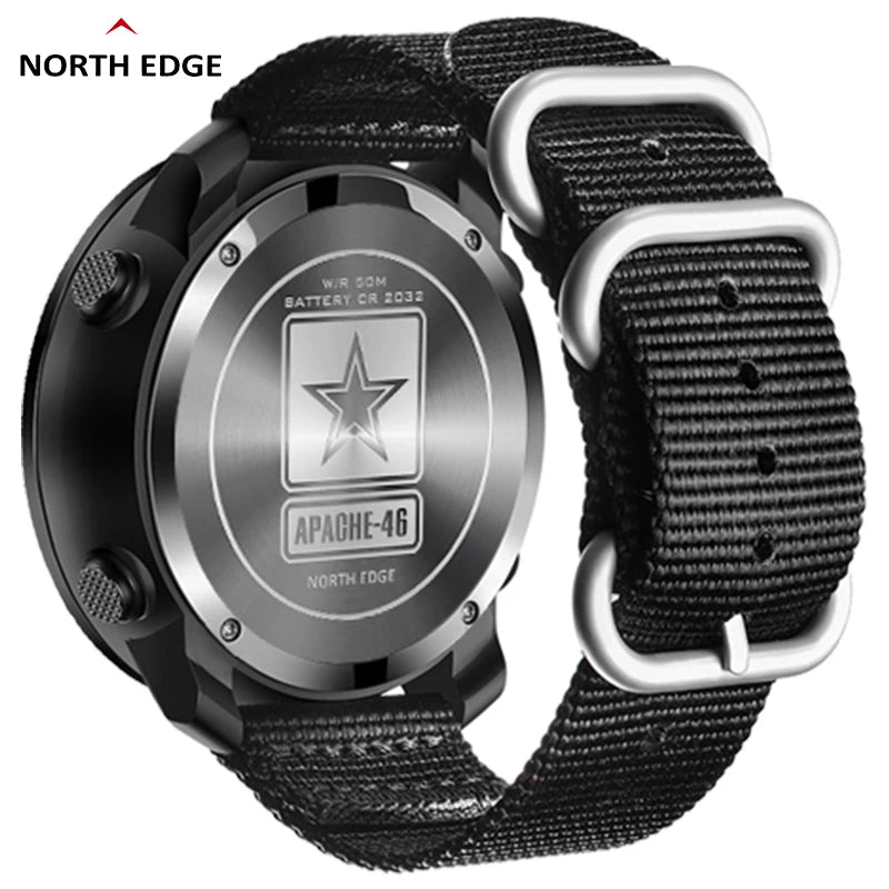 NORTH EDGE APACHE-46 Men’s Digital Outdoor Watch – Altimeter, Barometer, Compass, WR50M Sports Watch
