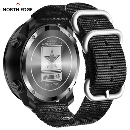 NORTH EDGE APACHE-46 Men’s Digital Outdoor Watch – Altimeter, Barometer, Compass, WR50M Sports Watch