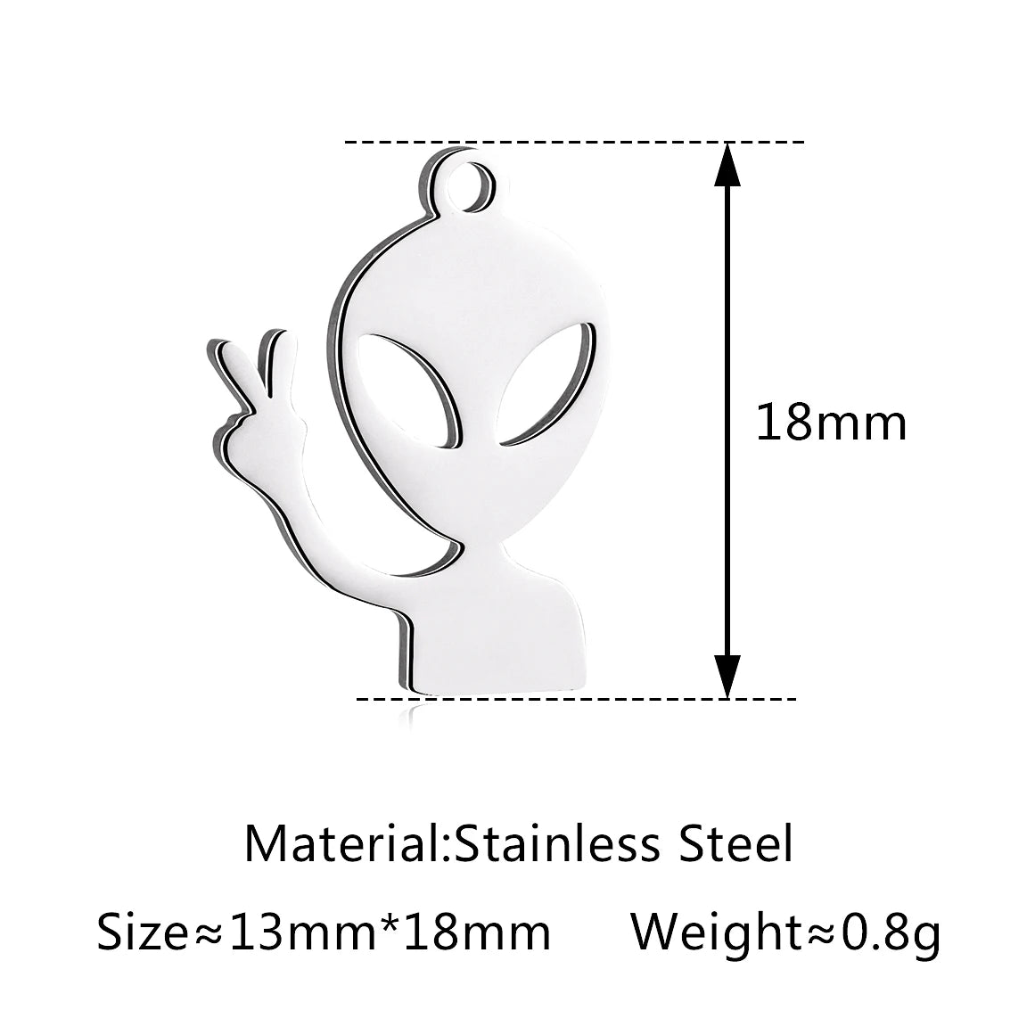 5-Piece Stainless Steel Charm Set - Magic Cube, Cross, Space Rocket, Boxing Glove, and Dinosaur DIY Jewelry Pendants