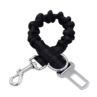 High-Grade Adjustable Dog Car Safety Belt — Shock-Absorbing Damping Strap with Reflective Trim, Universal Fit