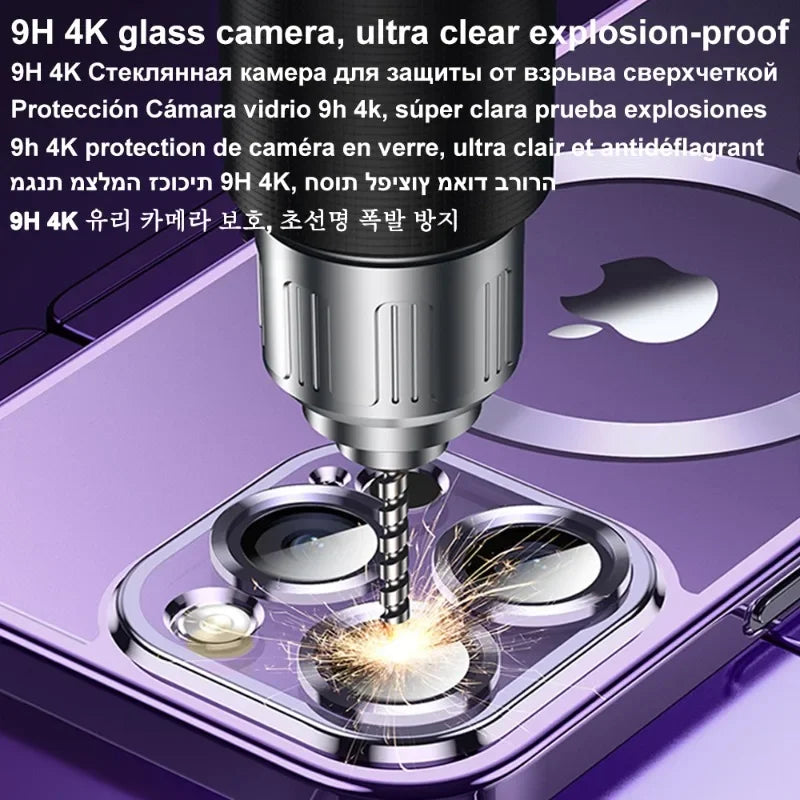 Luxury Plating MagSafe Magnetic Case for iPhone 16/15/14/13/12/11 Pro Max Plus – Wireless Charging Cover with Lens Protector