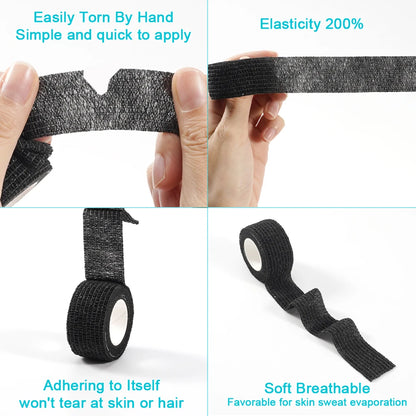 Self-Adhesive Athletic Wrap Tape: 10 Rolls Elastic Bandage for Sports Protection - Knee, Finger, Shoulder, Tattoo Accessories