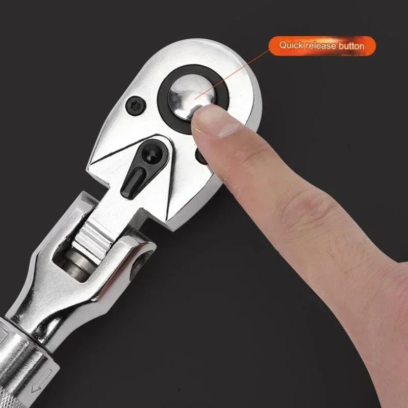 72-Tooth Carbon Steel Retractable Ratchet Wrench — 1/4, 3/8, 1/2 Automatic Quick-Release Multifunctional Hand Tool