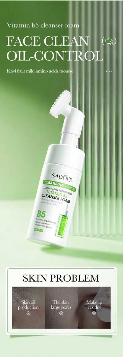 SAODER Q10 & Vitamin C Facial Cleanser — Moisturizing Brightening Face Wash Foam for Gentle Skin Cleansing