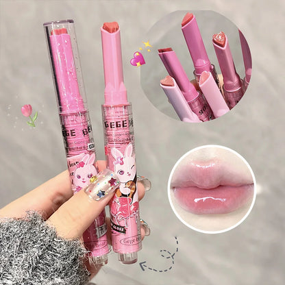 Gege Bear Pink Rabbit Lip Gloss — Moisturizing, Long-Lasting Watery Colored Lip Balm
