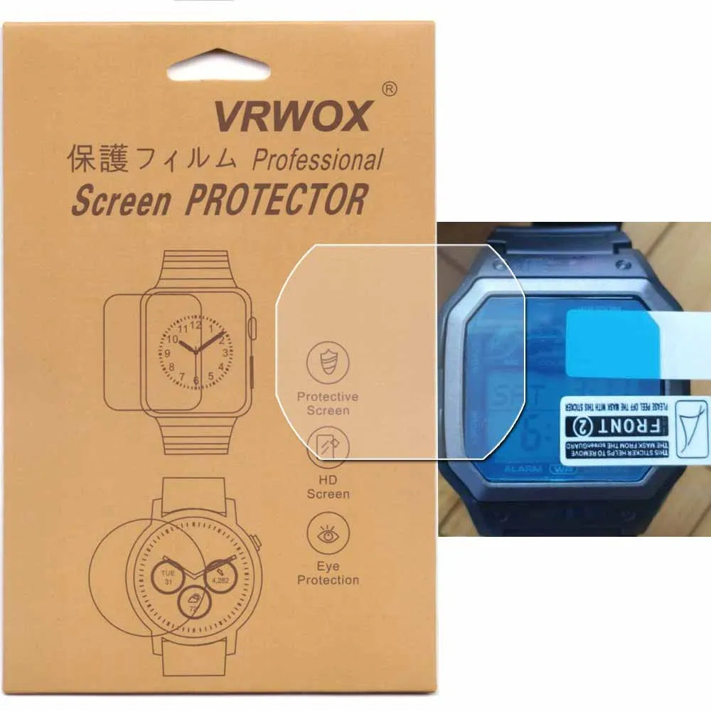 5-Piece TPU Nano Screen Protector Set for Casio Watches - Protective Film for LW-204, ABL-100WE, W-202, B640, WS-1400, WS-1600, WS-1700, AE-1200, F-91W, M5610, W800 and A700