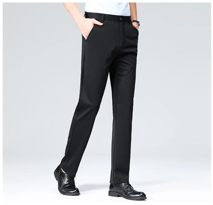 Plus Size Men's Business Suit Pants – Stretch Formal Dress Trousers | Classic Black for Big Men