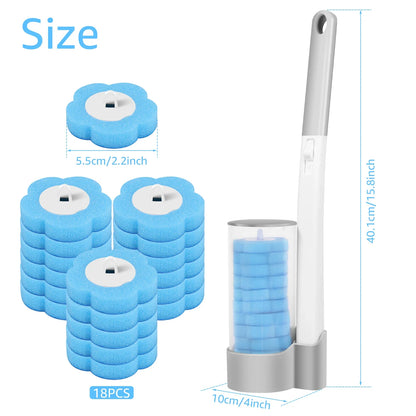 18/36Pcs Disposable Toilet Brush Kit - Wall-Mounted Bathroom Cleaning Tool with Long Handle & Refill WC Accessories