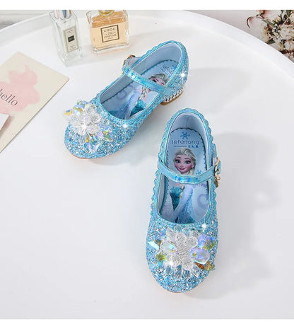 2024 Spring Girls' Elsa Princess Shoes - Ice and Snow Romance Crystal Sandals for Kids