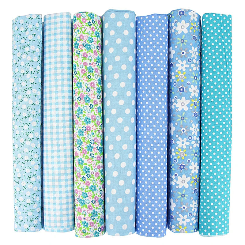7-Piece 50x50cm Cotton Patchwork Fabric Set – Handmade Sewing Quilting Cloth for Needlework & DIY Crafts