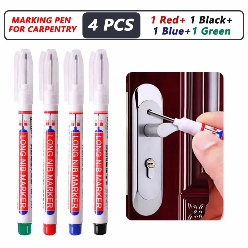 20mm Deep Hole Marker Pen Tips - Long Nib Waterproof Markers for Metal, Woodworking & Bathroom Decoration