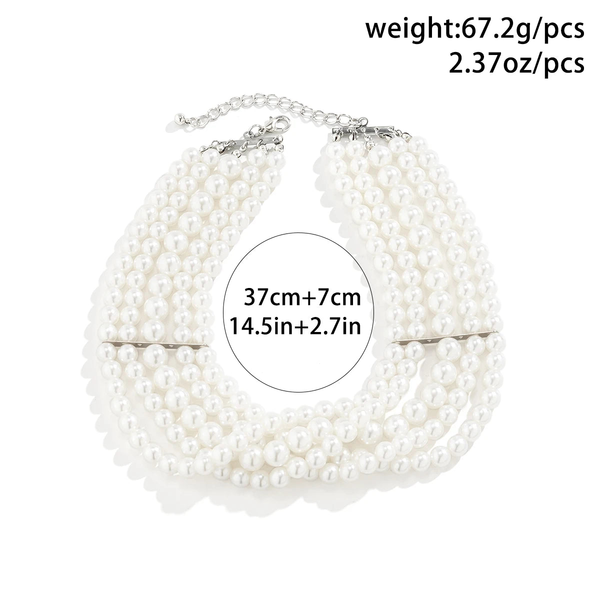 Vintage Imitation Pearl Multi-Layer Necklace – Elegant Oval Beads Choker Collar for Women, Chain Jewelry Accessories, Party Gift