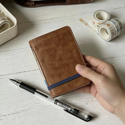 Brown 3-Hole Loose Leaf Pocket Notebook - 60-Sheet Mini Lined Journal for Notes & Stationery