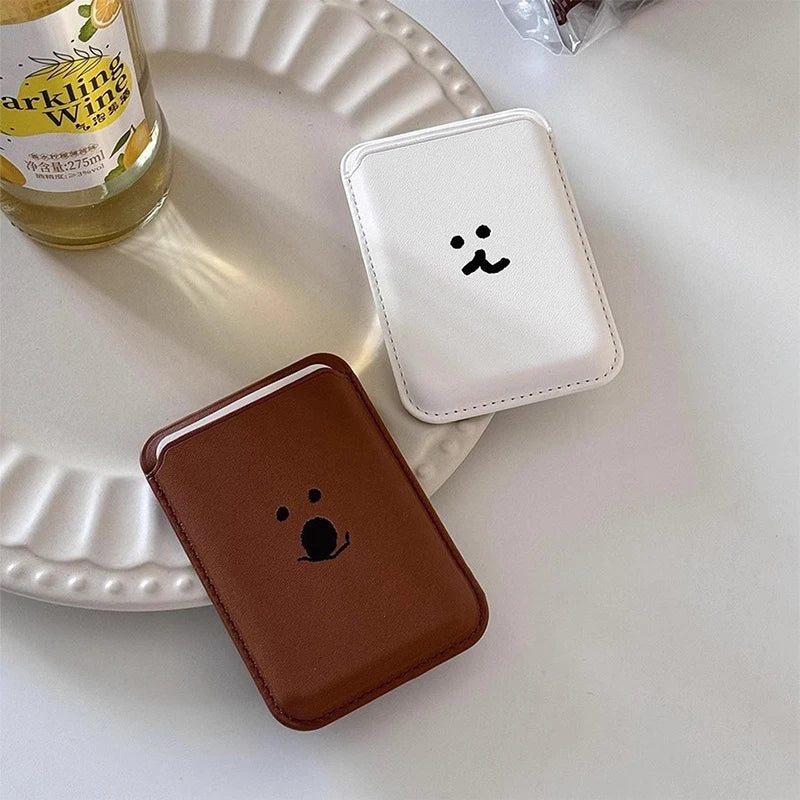 Cute Dog Cartoon Magnetic Phone Card Holder – Back Case Wallet for iPhone 15/14 with MagSafe Slot for ID & Bank Cards