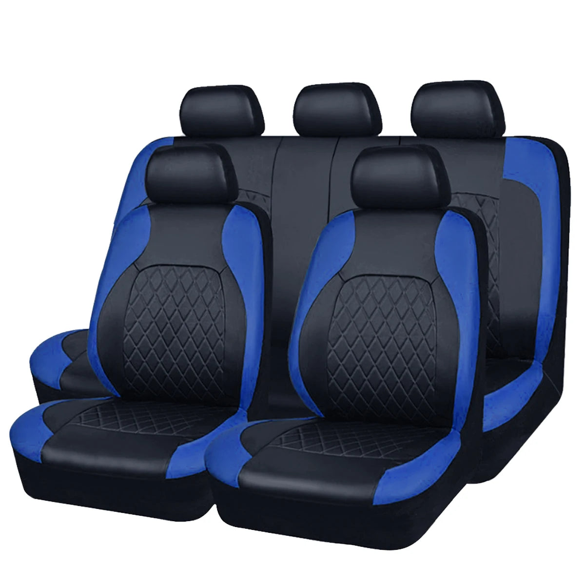 Universal 4PCS Faux Leather Car Seat Covers - All-Season Quilted Interior Seat Protector Set