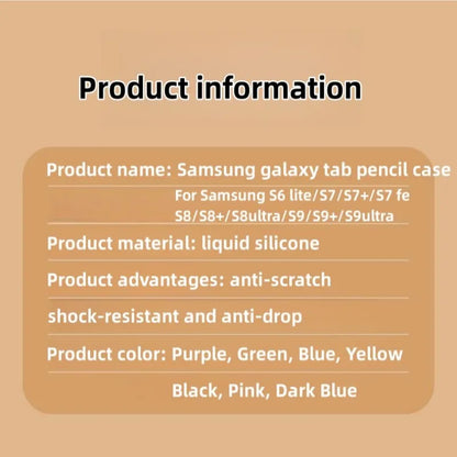 Silicone Pencil Case for Samsung Galaxy Tab - Touch Stylus Pen Cover in Solid Color for S6 Lite, S7 FE, S8 Ultra, and S9 Plus