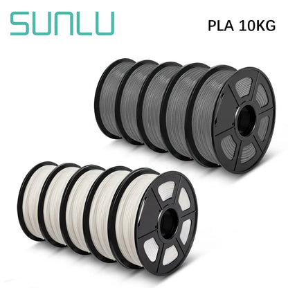SUNLU 10KG 3D Printer Filament Set – 1.75mm PLA, PETG, PLA+ & Clear, 10 Rolls x 1KG Neatly Wound for 3D Printers & 3D Pens
