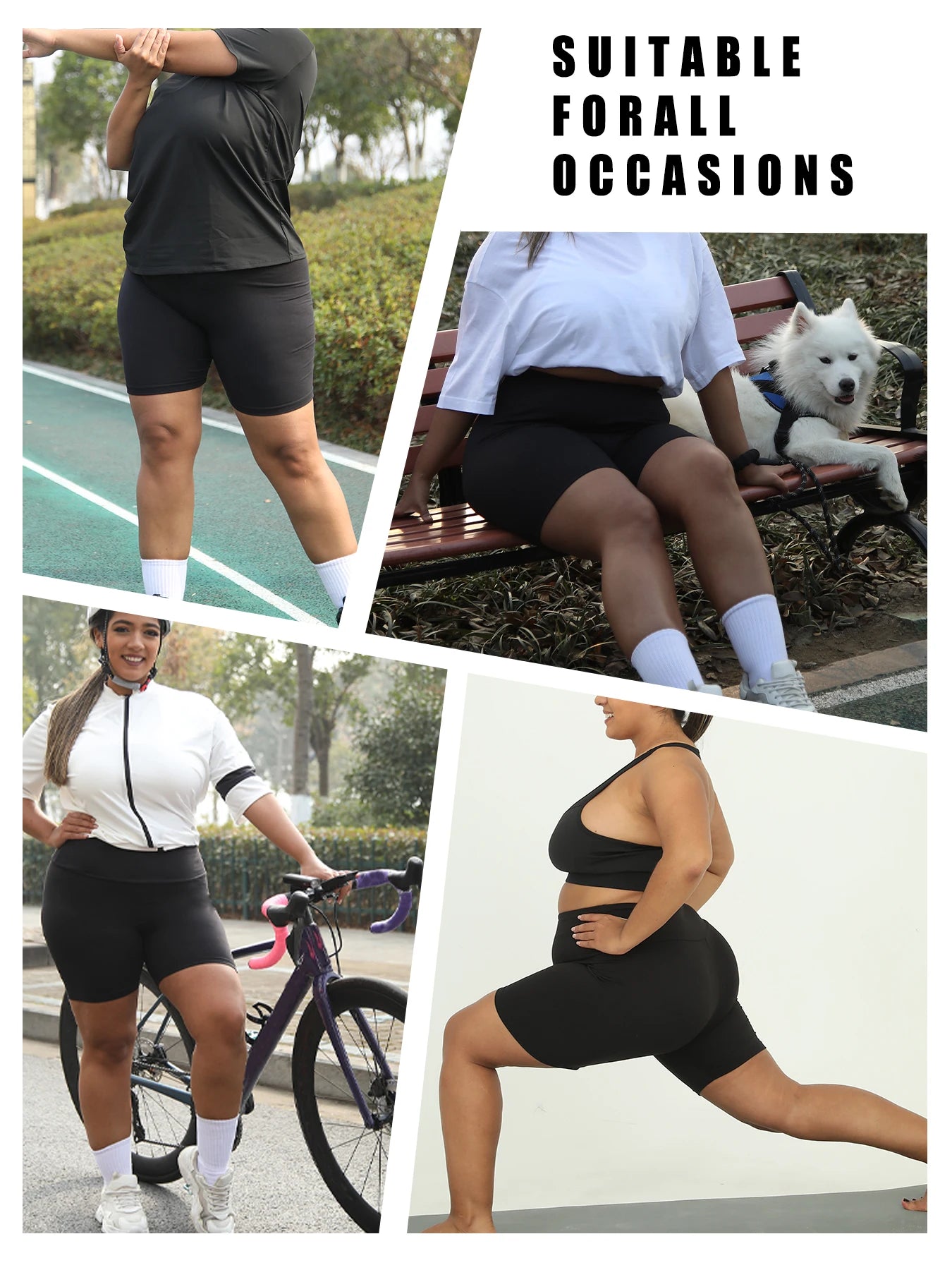 2-Pack Plus Size Women’s Biker Shorts - High-Waisted Soft Workout & Yoga Athletic Shorts