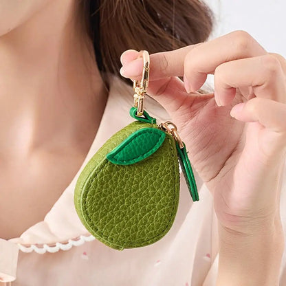 Cute Fruit-Shaped Leather Coin Purse – Mini Zipper Wallet & Earphone Bag Keychain Pendant for Women & Girls Gift