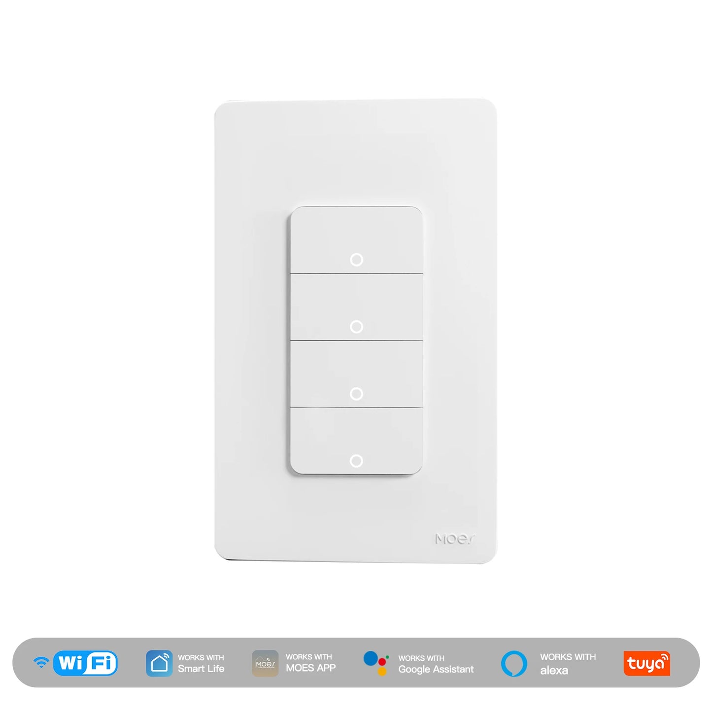 MOES Tuya Wi-Fi Smart Light Switch – US Single Pole Push Button Wall Switch, Alexa & Google Home Compatible, Neutral Wire Required