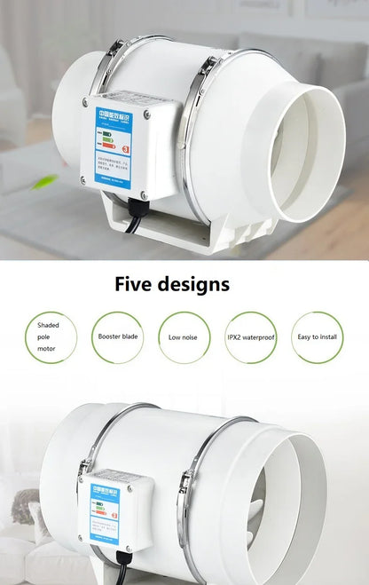 Silent Inline Exhaust Fan | 4/5/6 Inch Bathroom, Kitchen, Toilet Ventilator, 220V Wall Extractor Pipe Duct Fan