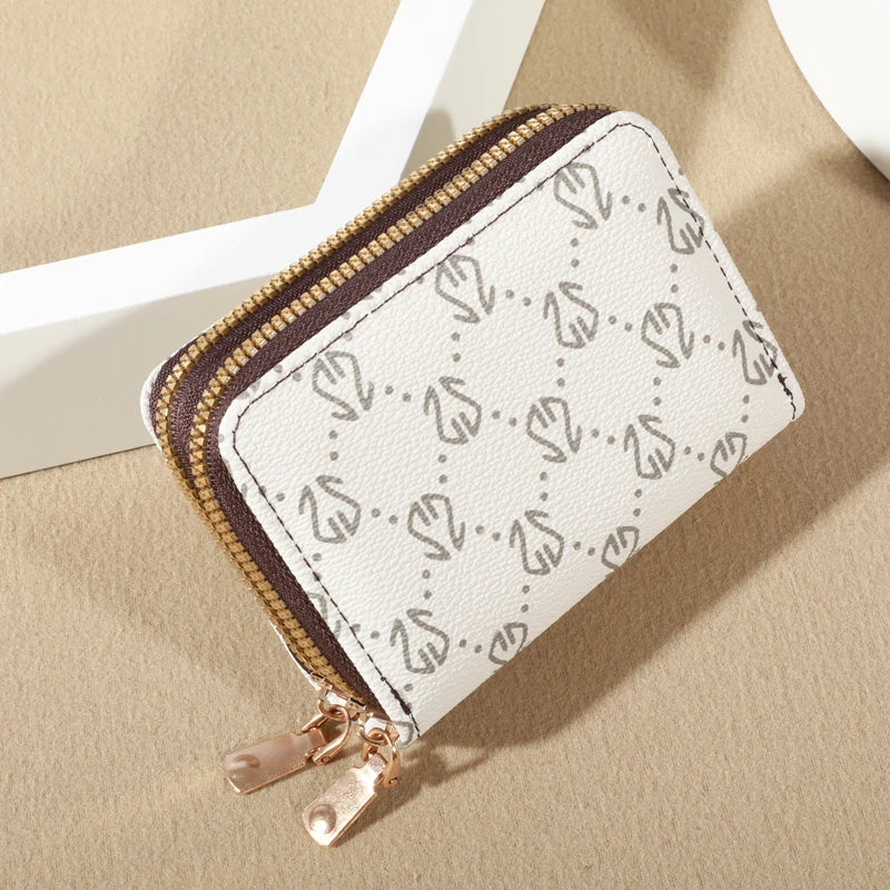 Chic Vintage Women’s Zipper Card Holder Wallet – Faux Leather Multi-Card Slots with Coin Purse, Fashion Luxury Compact Wallet