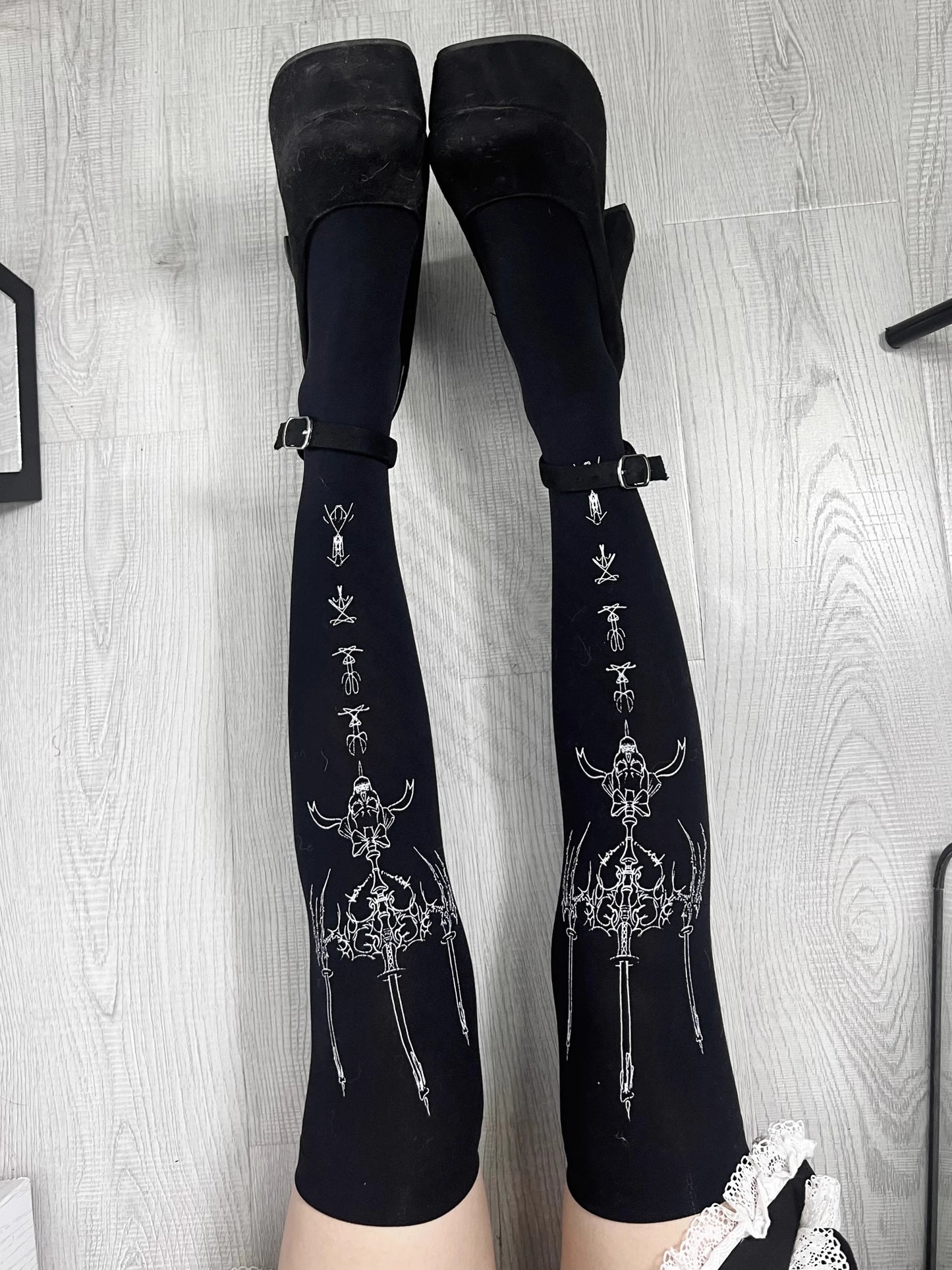 Goth Cross Y2K Over Knee Long Socks for Women - Sexy Nylon Calf Socks and Thigh High Stockings - JK Lolita Cosplay Tights