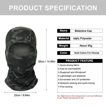 Camouflage Balaclava Hat – Full Face Mask for Cycling, Hunting, Hiking, Skiing – Motorcycle Helmet Inner Cap
