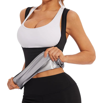 Women's Sauna Sweat Vest - Slimming Workout Sauna Shirt with Hot Sweat Effect & Faja Compression Fit