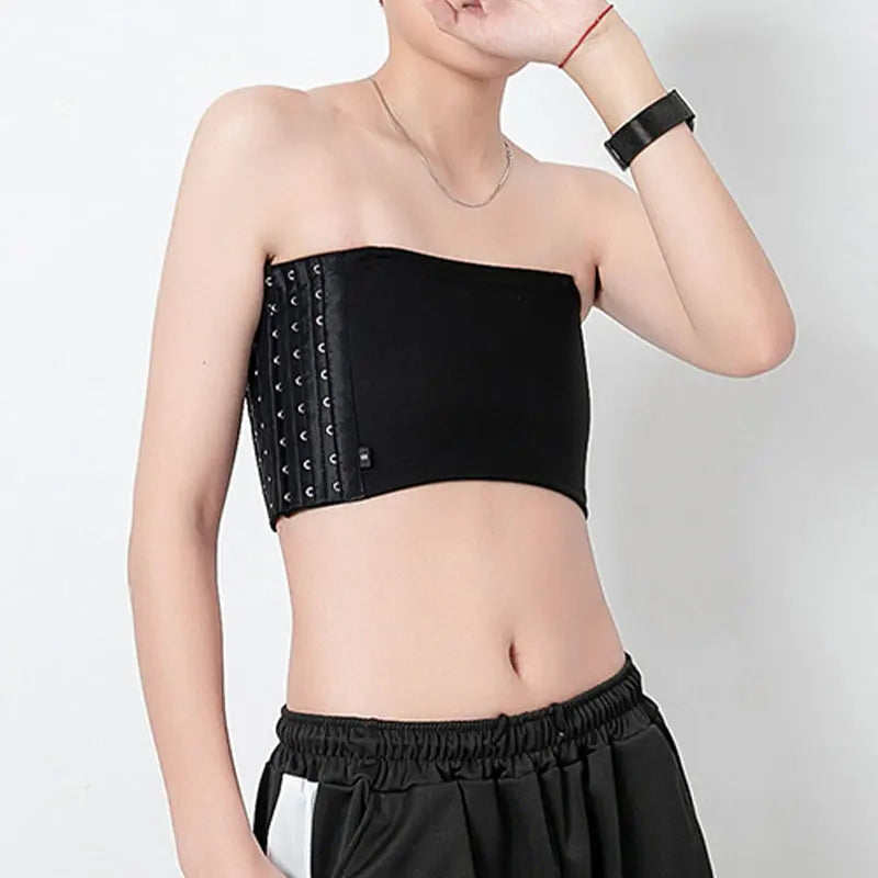 Women’s Chest Binder Crop Top – Flat Breast Binder Bra, Tomboy Body Shaper with Buckle