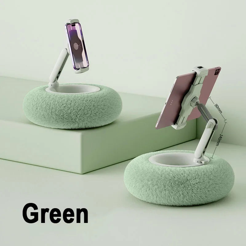 2024 Plush Pillow Phone and Tablet Stand - Adjustable Desktop Bracket for Live Streaming and Video Chats - Lazy Tablet Holder