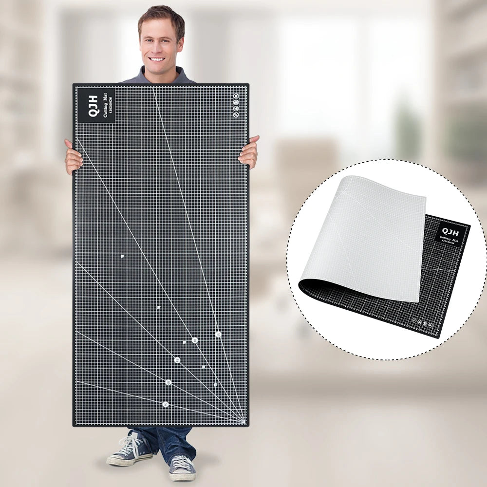120x60cm PVC Cutting Mat - Double-Sided Gray-Black DIY Craft Board for Leather, Sewing & Desktop Projects