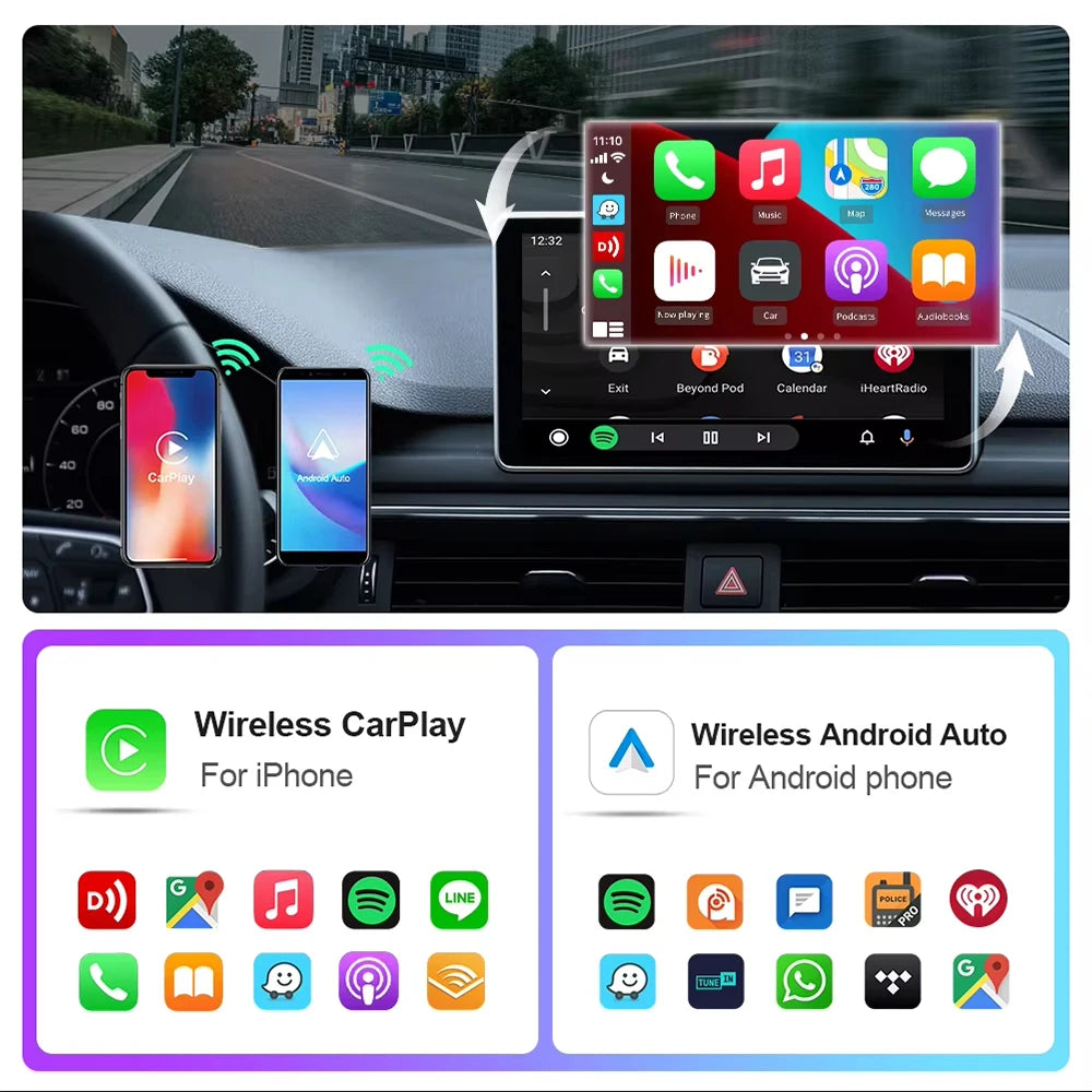 EKIY 2-in-1 Wireless CarPlay & Android Auto Dongle – AI Smart Box for Cars with Wired CarPlay